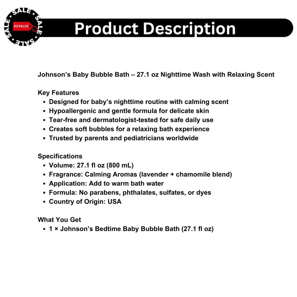 Johnson's Baby Bubble Bath –‎ 27.1 oz Nighttime Wash with Relaxing Scent